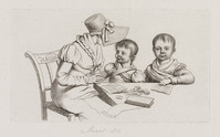 KG 08696
<br/>
Vrouw leert twee kinderen lezen
<br/>
<em>Marcus, Jacob Ernst (1774-1826)</em>